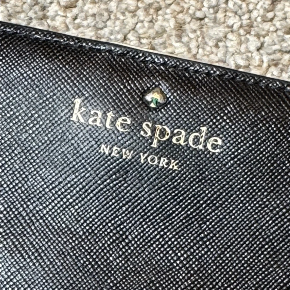 Kate Spade Staci Large Slim Bifold Wallet Black Saffiano Leather
